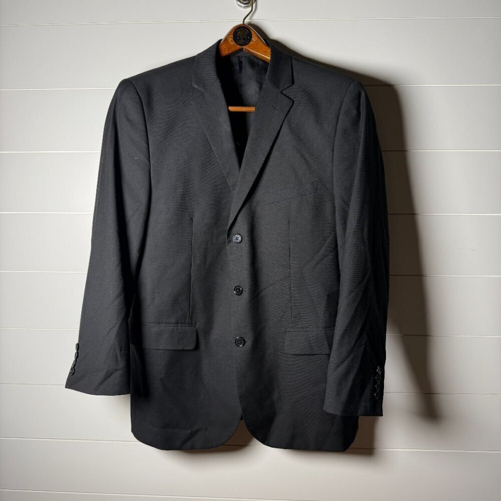 Alain Dupetit Blazer Mens 42R Black 3 Button Suit Jacket